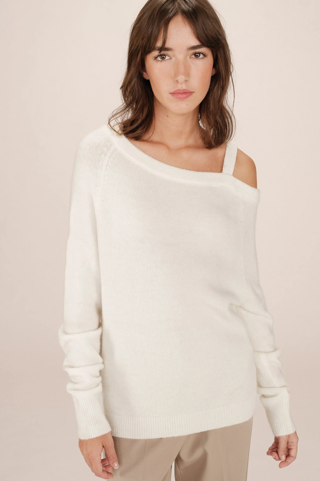 SAMANTHA OFF SHOULDER SWEATER - IVOIRE