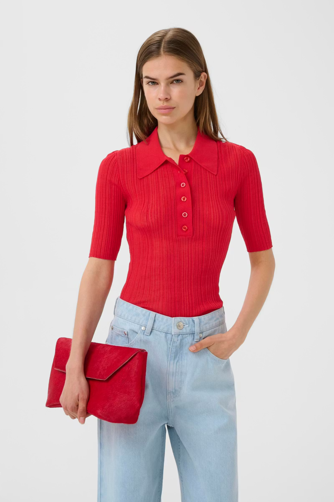 CLENE POLO TOP - RED