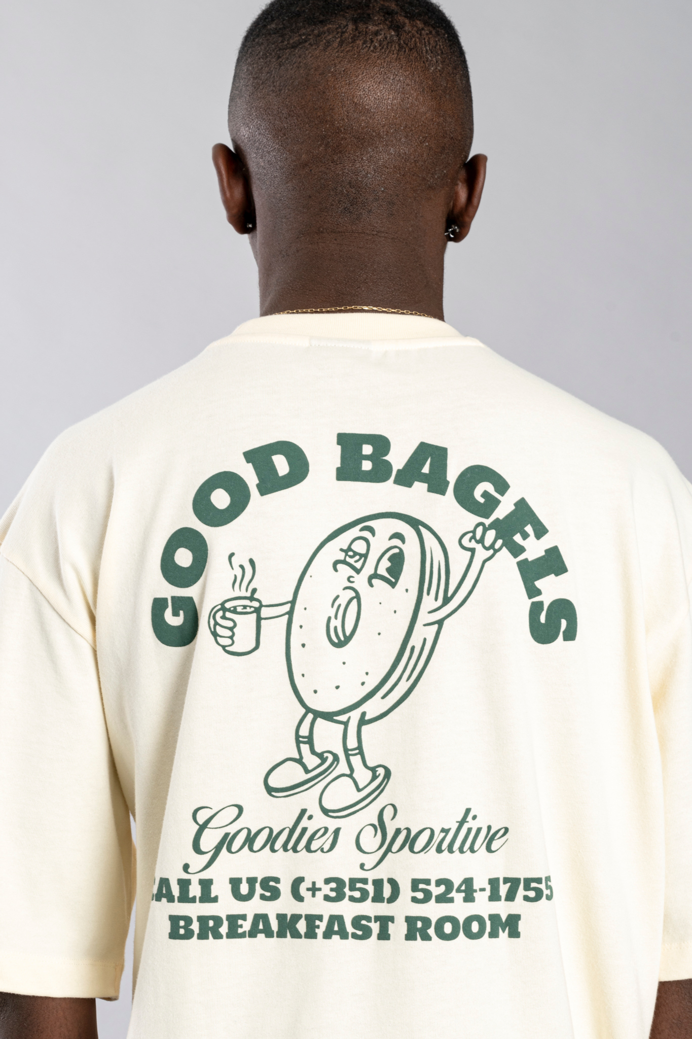 GOOD BAGELS T-SHIRT - BUTTER/GREEN