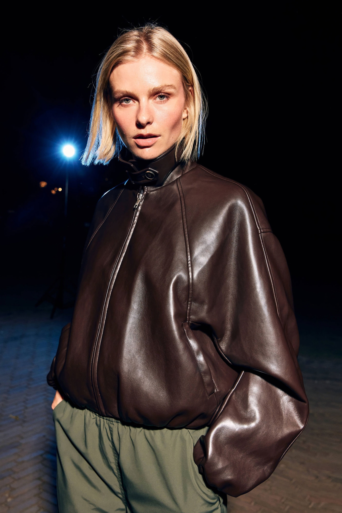 VEGAN LEATHER JACKET - DARK CACAO