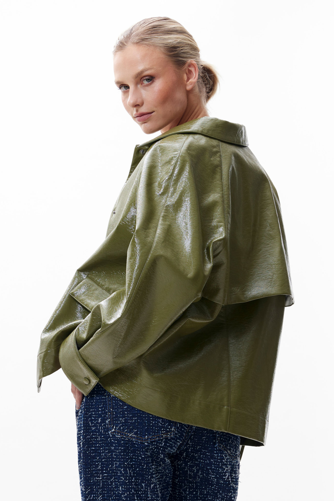 VEGAN LEATHER JACKET - OLIVE BRANCH