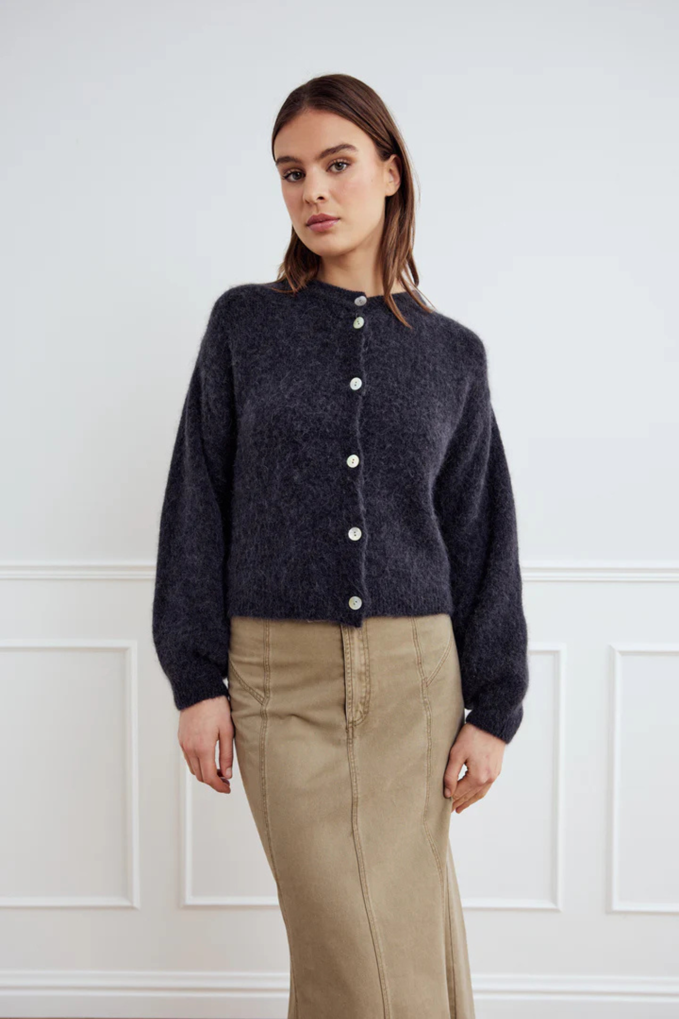KAE KNIT CARDIGAN - DARK GREY
