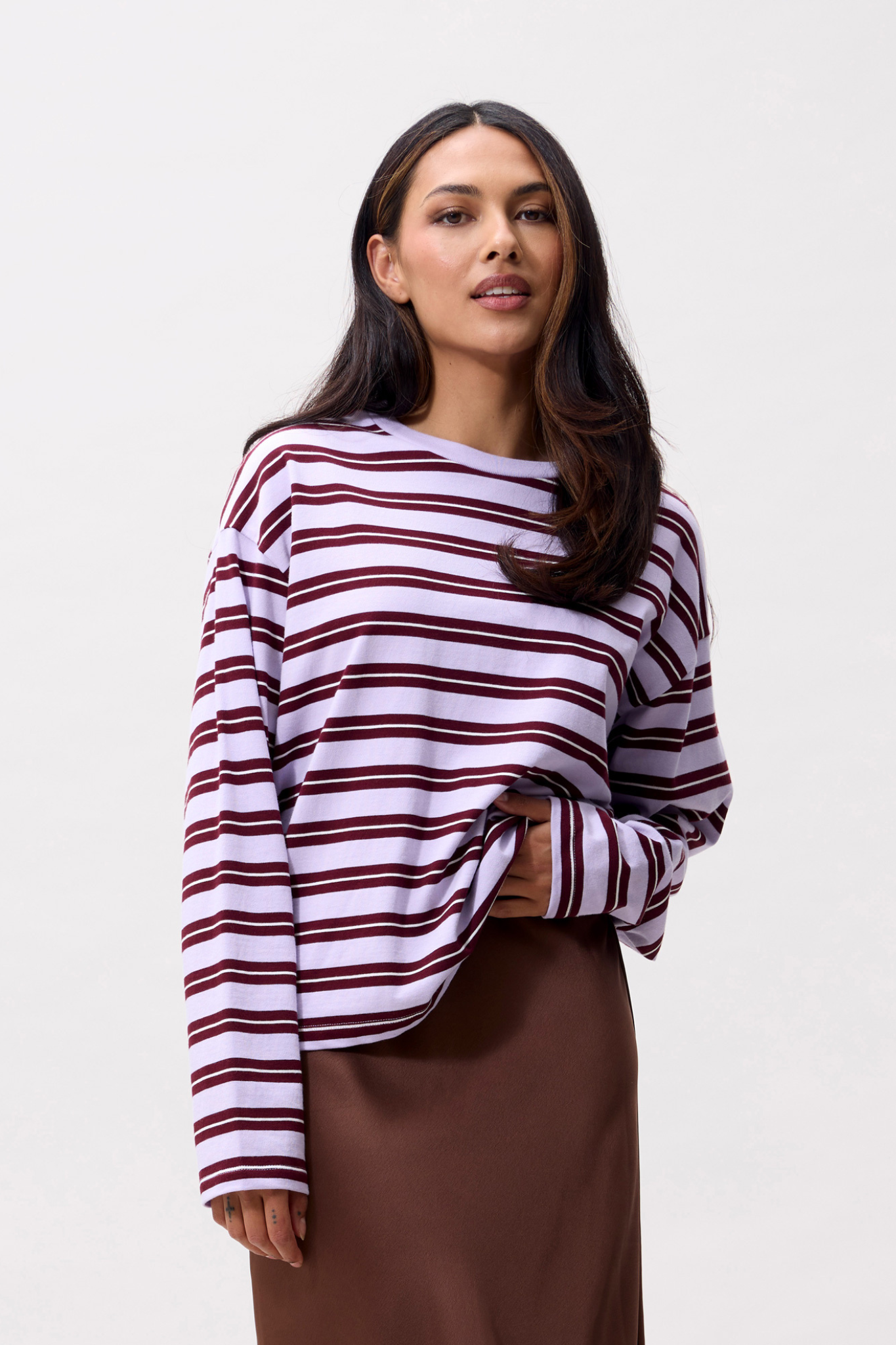 STRIPED LONG SLEEVE - LAVENDER FROST