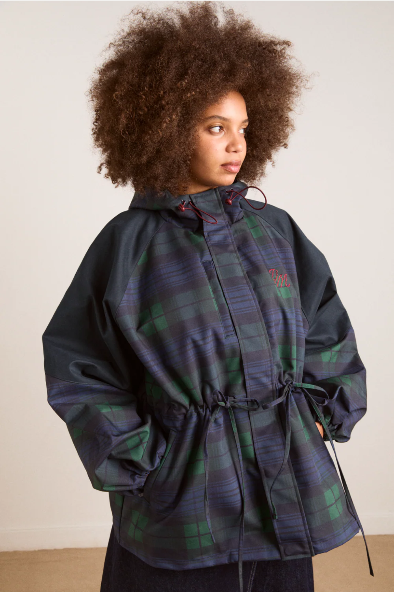 LIU RAINCOAT - NAVY CHECK