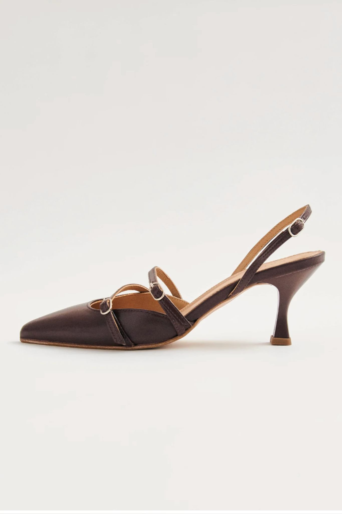 JOELLE LEATHER POINTED-TOE SHOES - BROWN