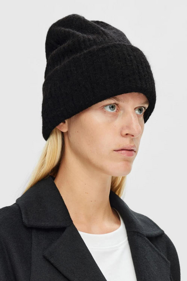 SLFMALINE LANO KNIT BEANIE - BLACK