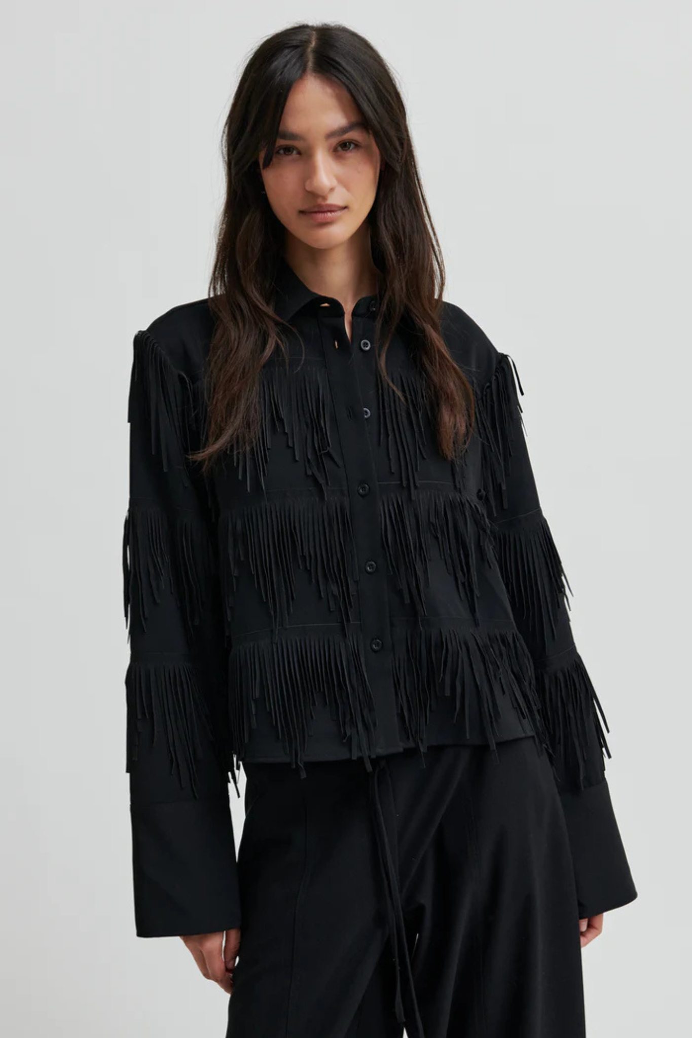 DANCING CROPPED SHIRT - BLACK