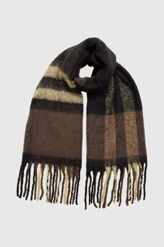 SLFTALLY NEW CHECK SCARF - COFFEE BEAN