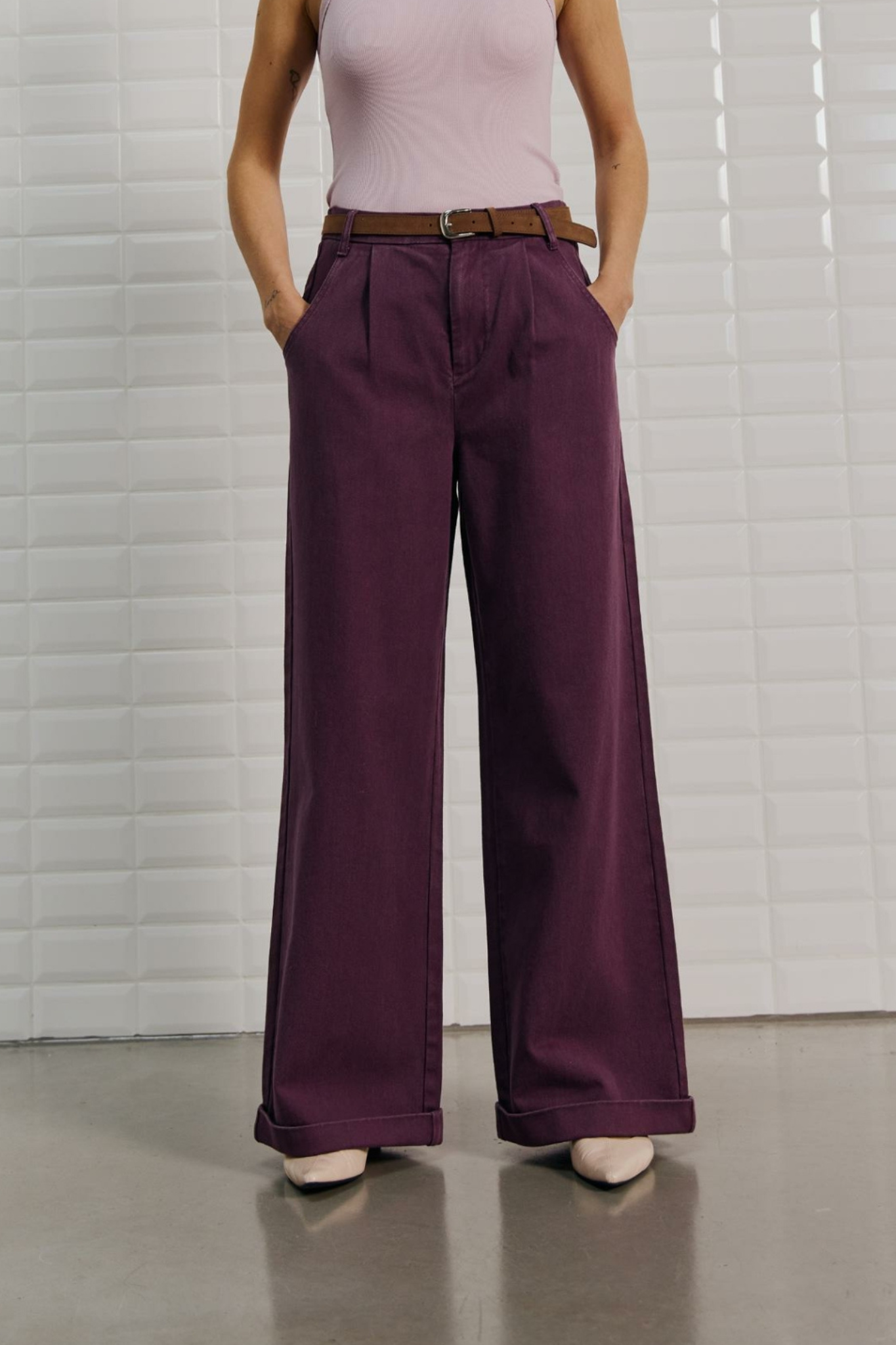 STEFFI HW WIDE PANT - BLACKBERRY