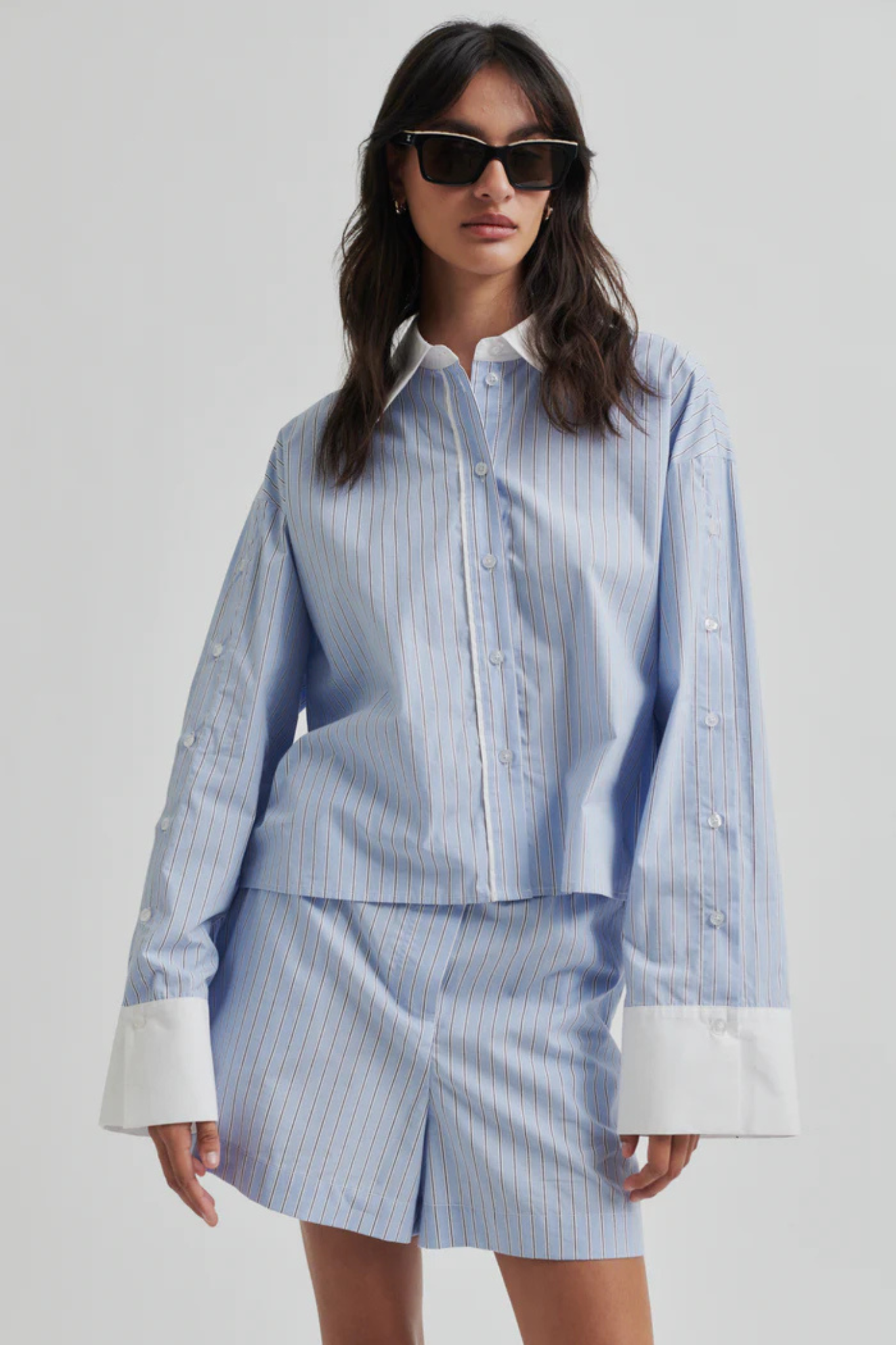 ALANIS COMBI SHIRT - LIGHT BLUE STRIPE