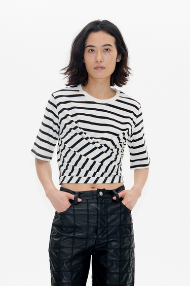 JALYA TOP - BLACK WHISPER STRIPE