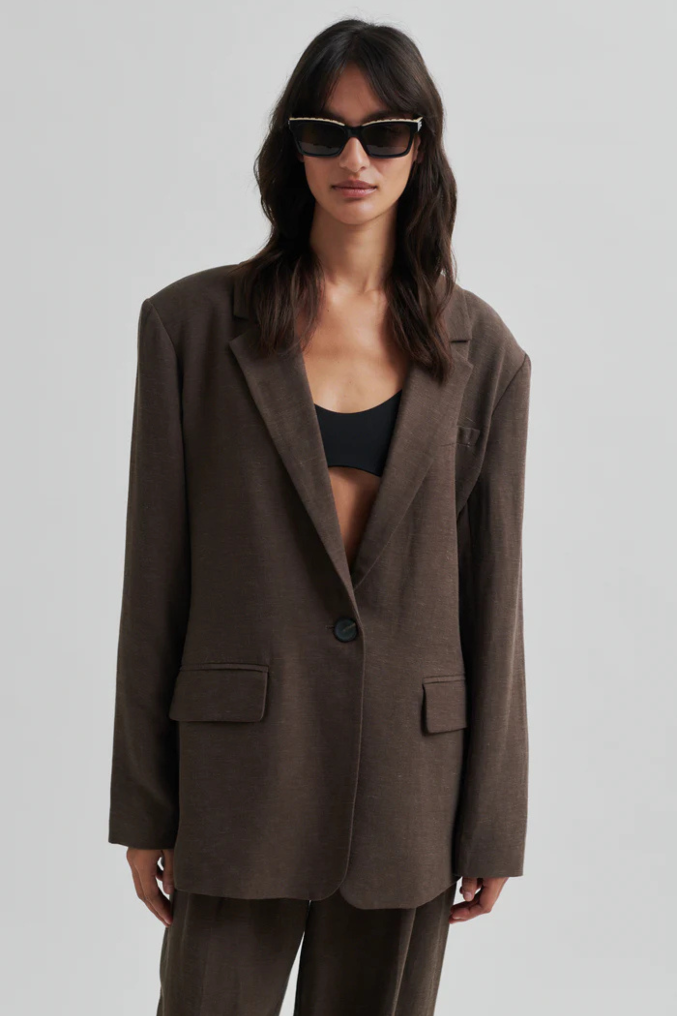 LINO NEW FIT BLAZER - CHOCOLATE BROWN