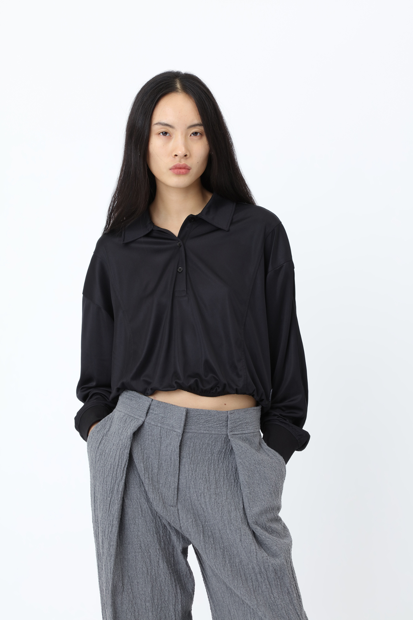 BRYN POLO SWEATER - BLACK