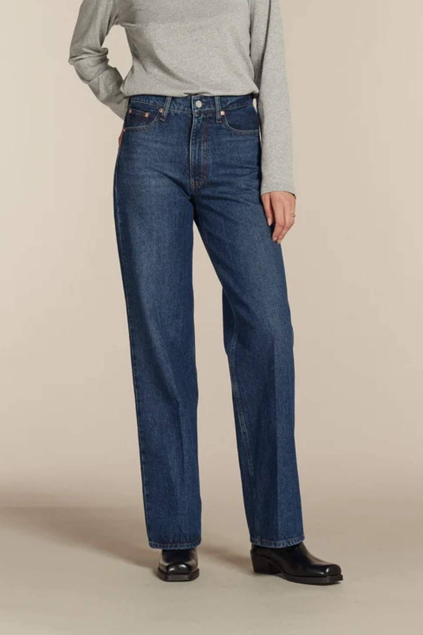 SULLY LONG DENIM JEANS - BLUE STONE
