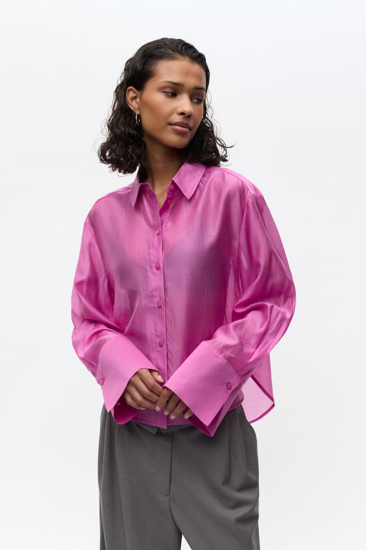 CHEMISE MANCHES LONGUES WEB - ŒILLET ROSE