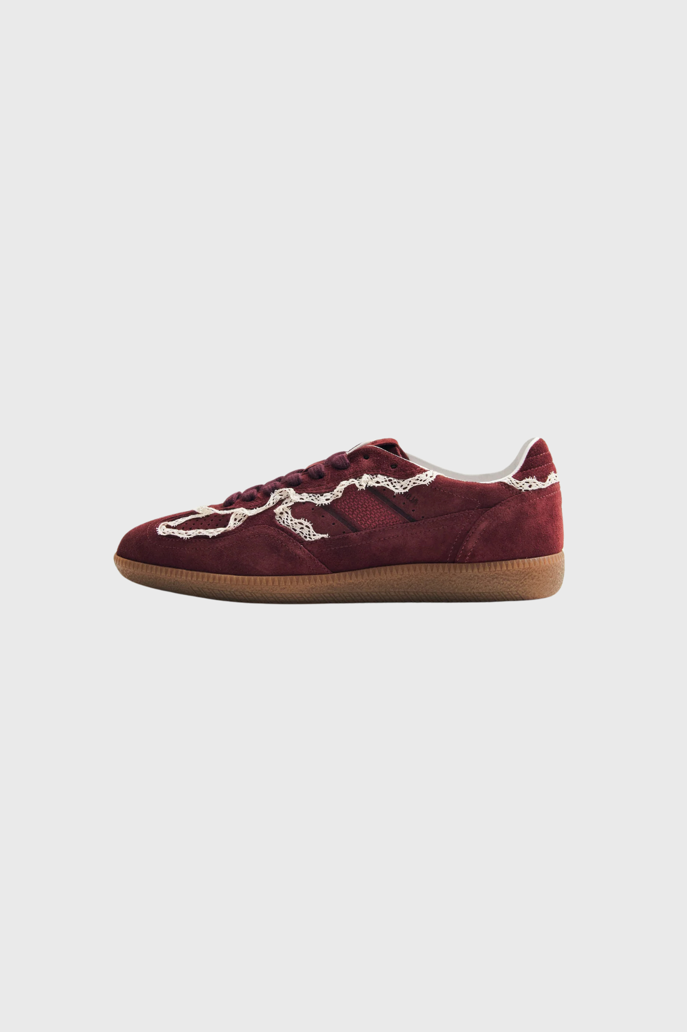 CROCHET LEATHER SNEAKERS - BURGUNDY