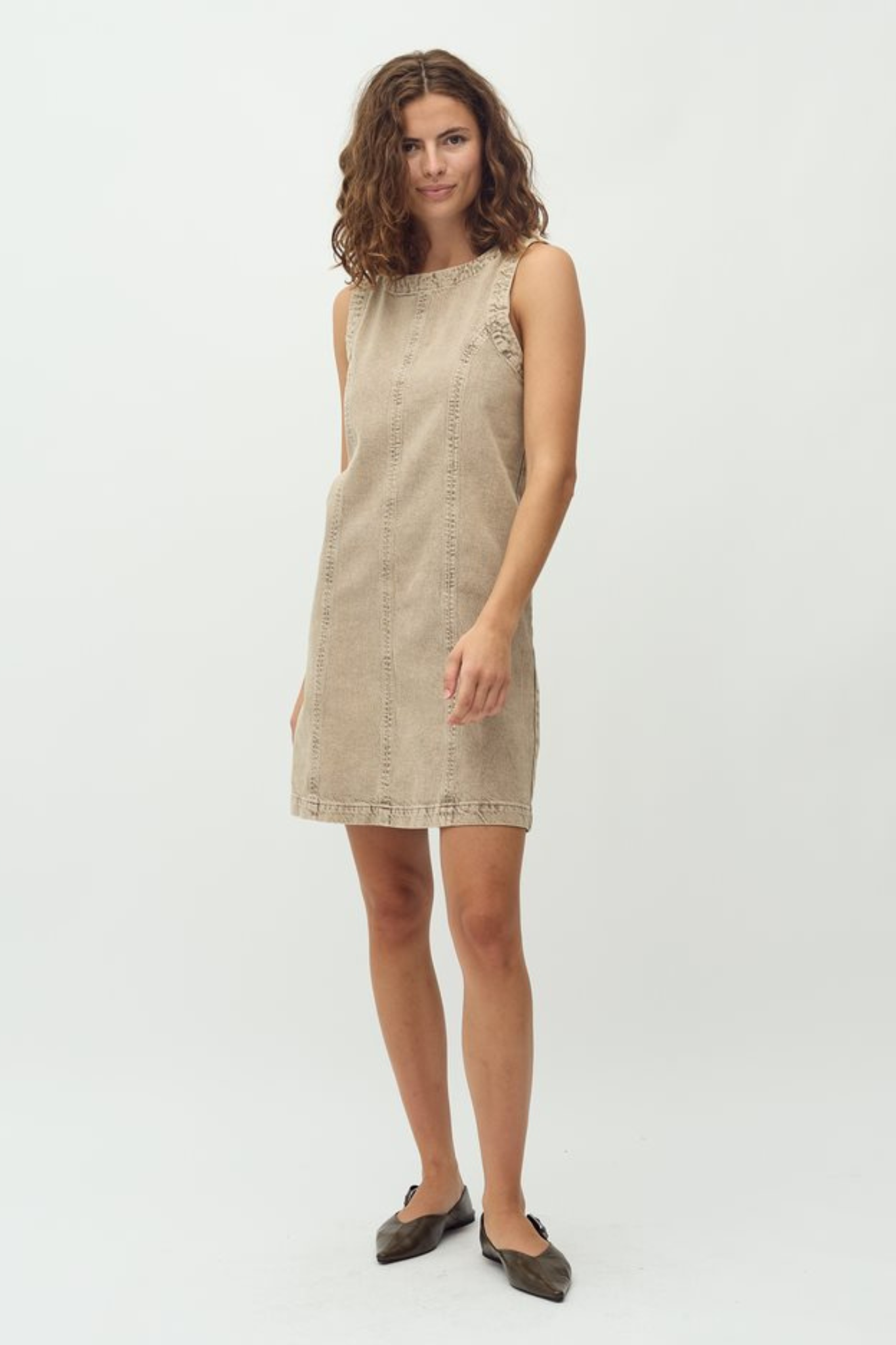TAMITA MAYAFABS DRESS - BEIGE WASHED DENIM