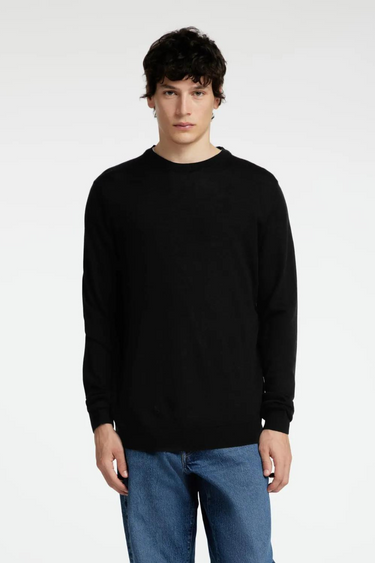 SLHTRAY LS KNIT MERINO CREW NECK - BLACK