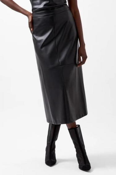 CROLENDA PU MIDI SKIRT - BLACKOUT