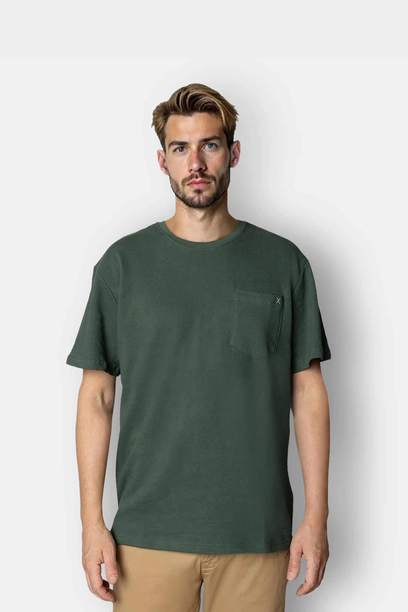 CALTON STRUCTURED TEE - DARK GREEN