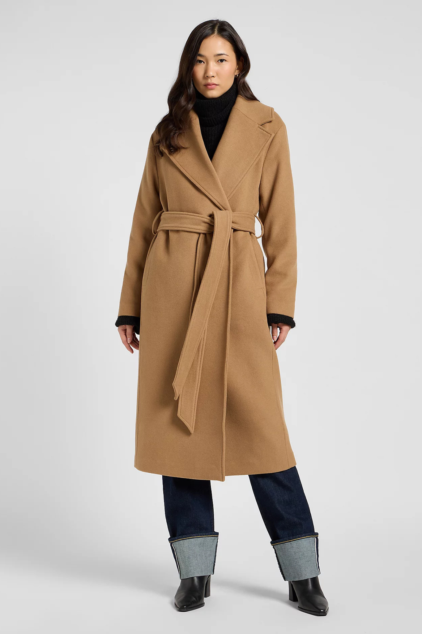 WOOL COAT - DARK CAMEL