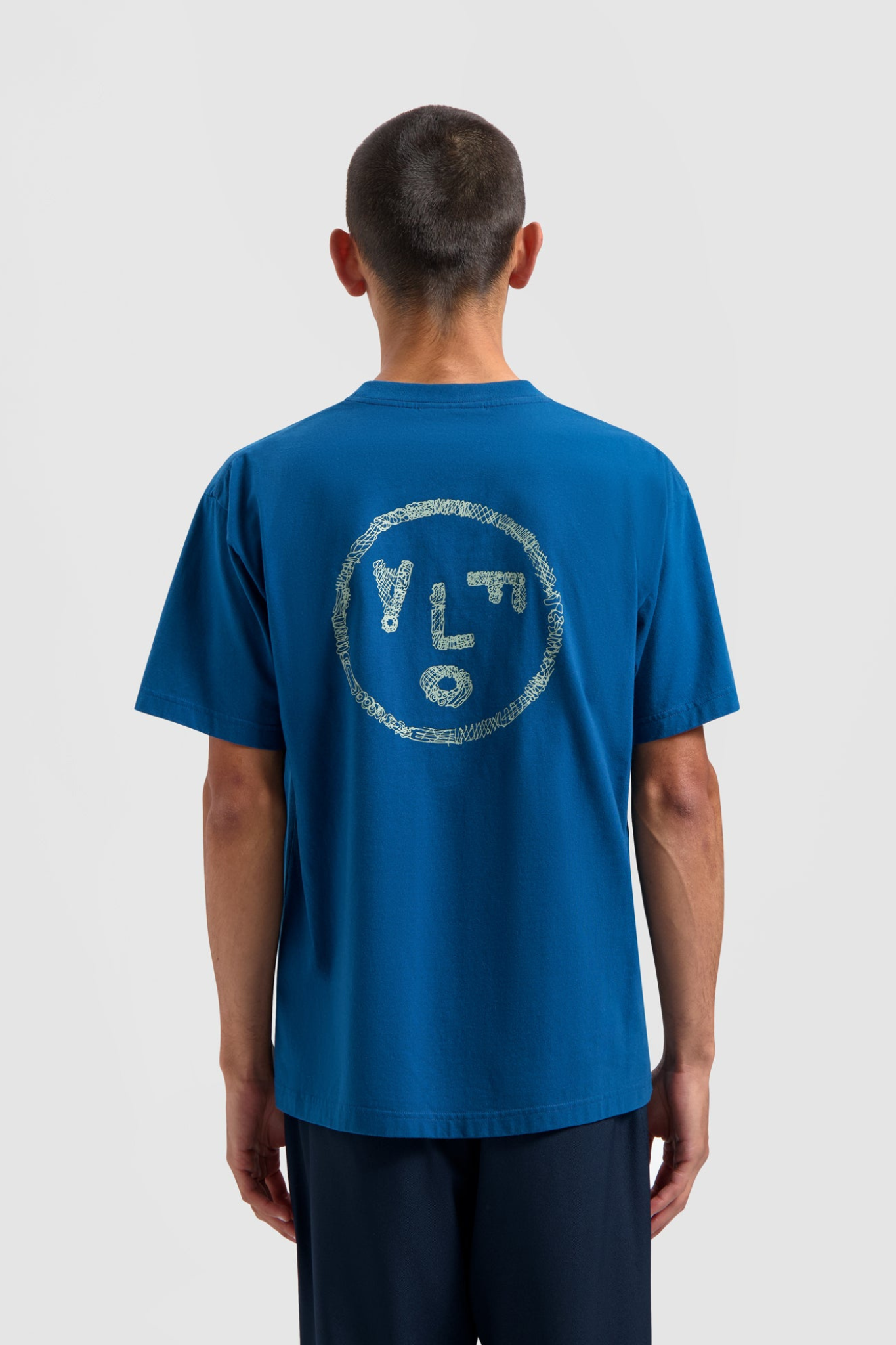 SCRIBBLE FACE T-SHIRT - NEPTUNES BLUE