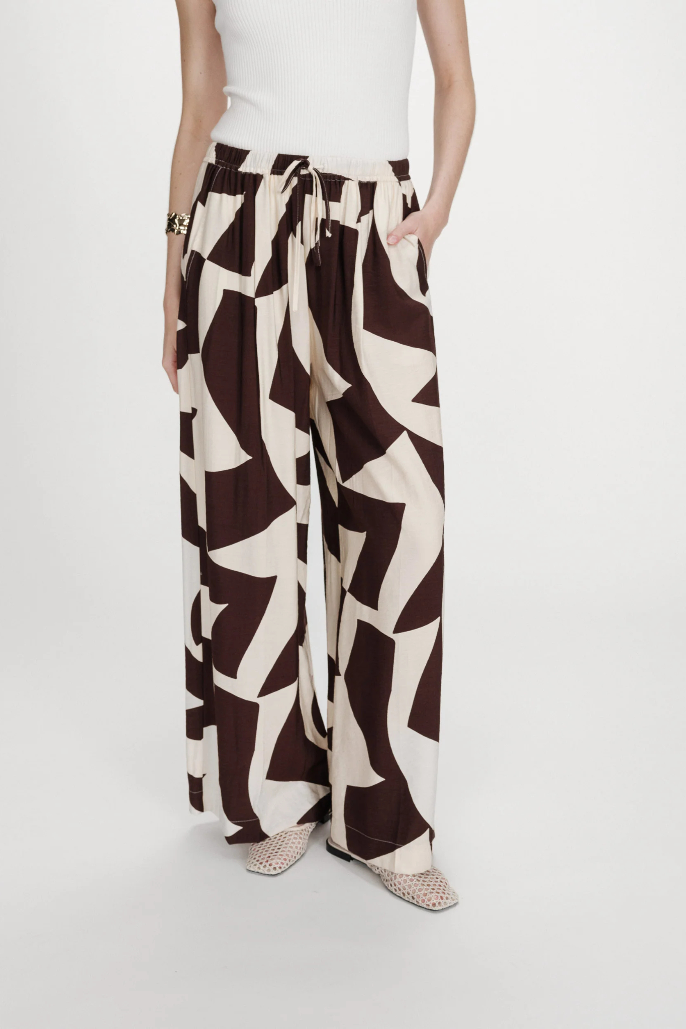 VENI WIDE LEG PANTS - CHOCOLAT