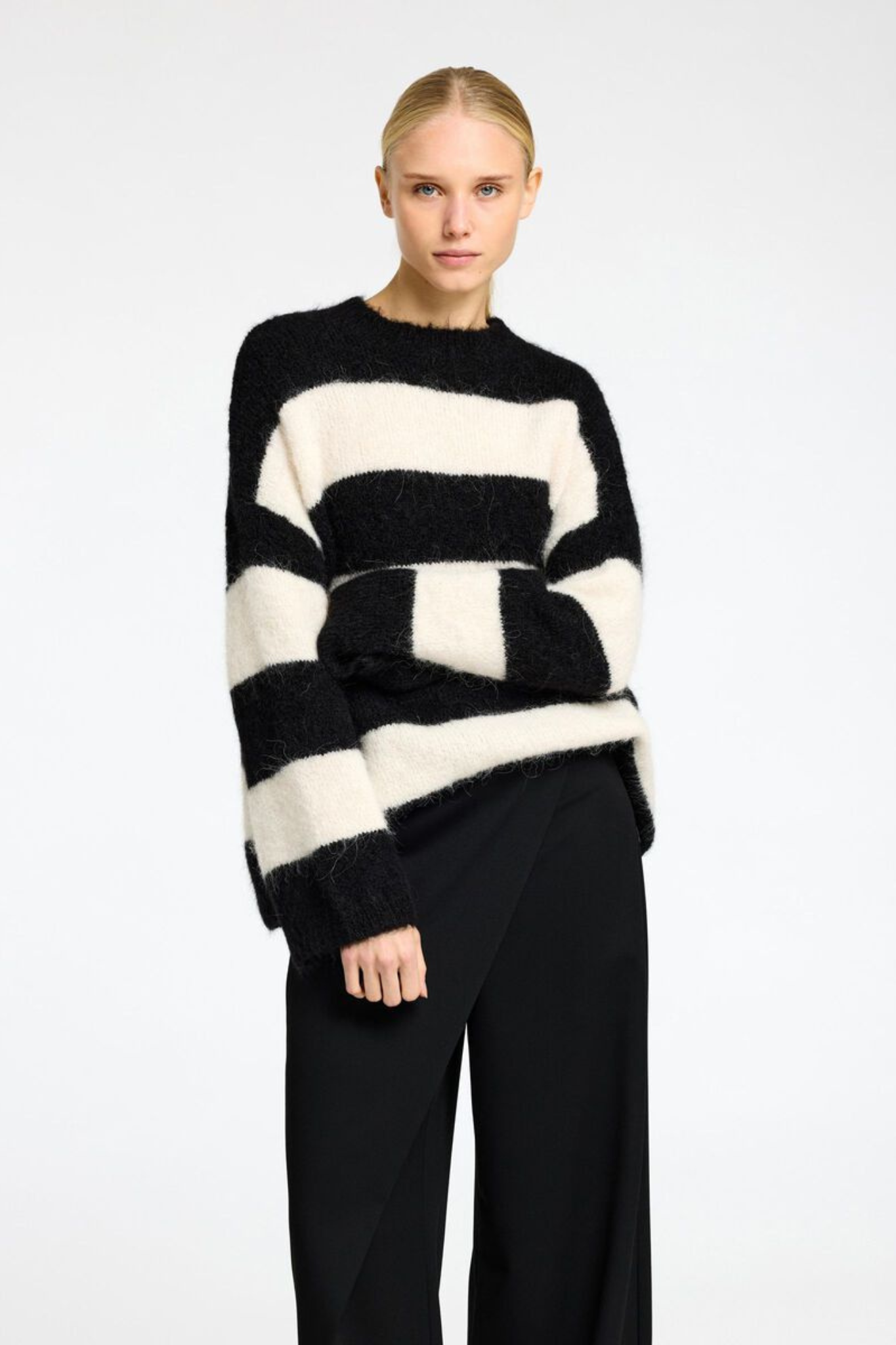 SLFGABELLA LS KNIT O-NECK CAMP - BLACK BIRCH