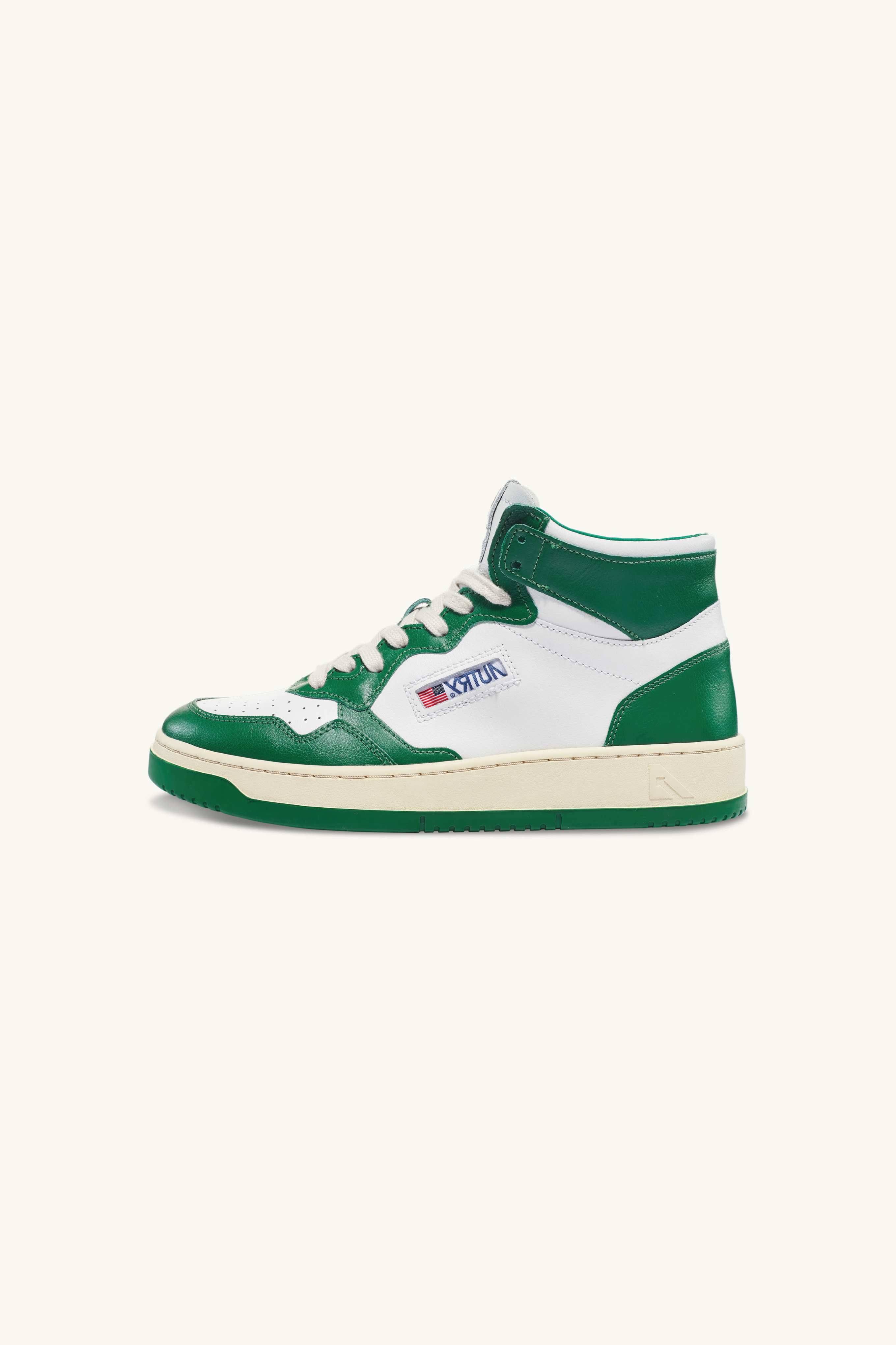 AUMM-WB03 - MEDALIST MID SNEAKERS IN TWO-TONE LEATHER COLOR WHITE AND GREEN