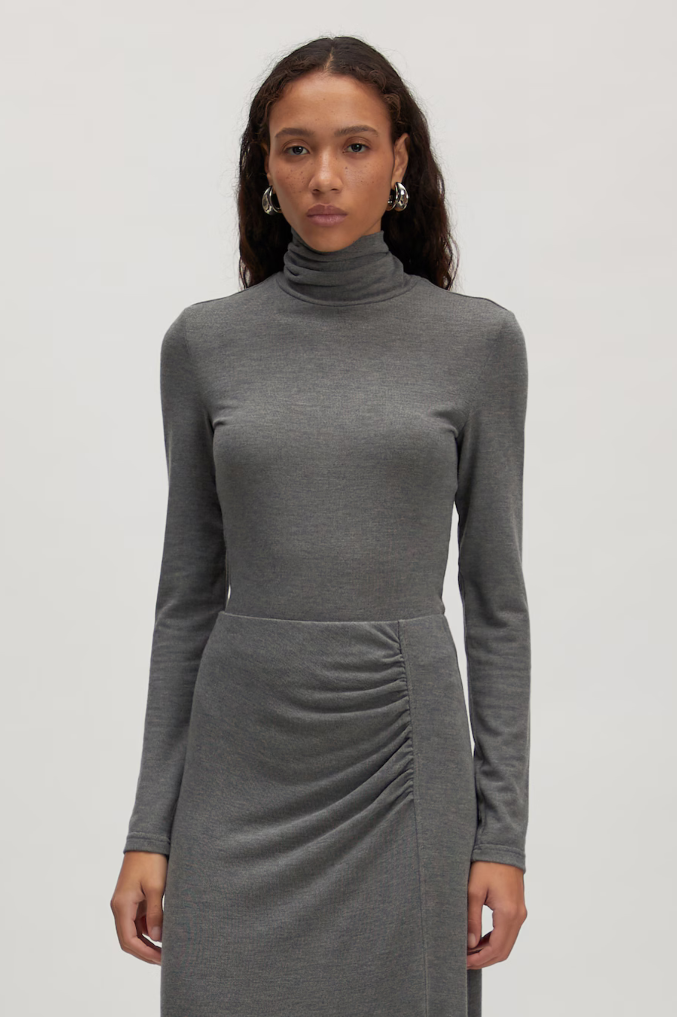RAYA LONGSLEEVE TOP - DARK GREY MELANGE