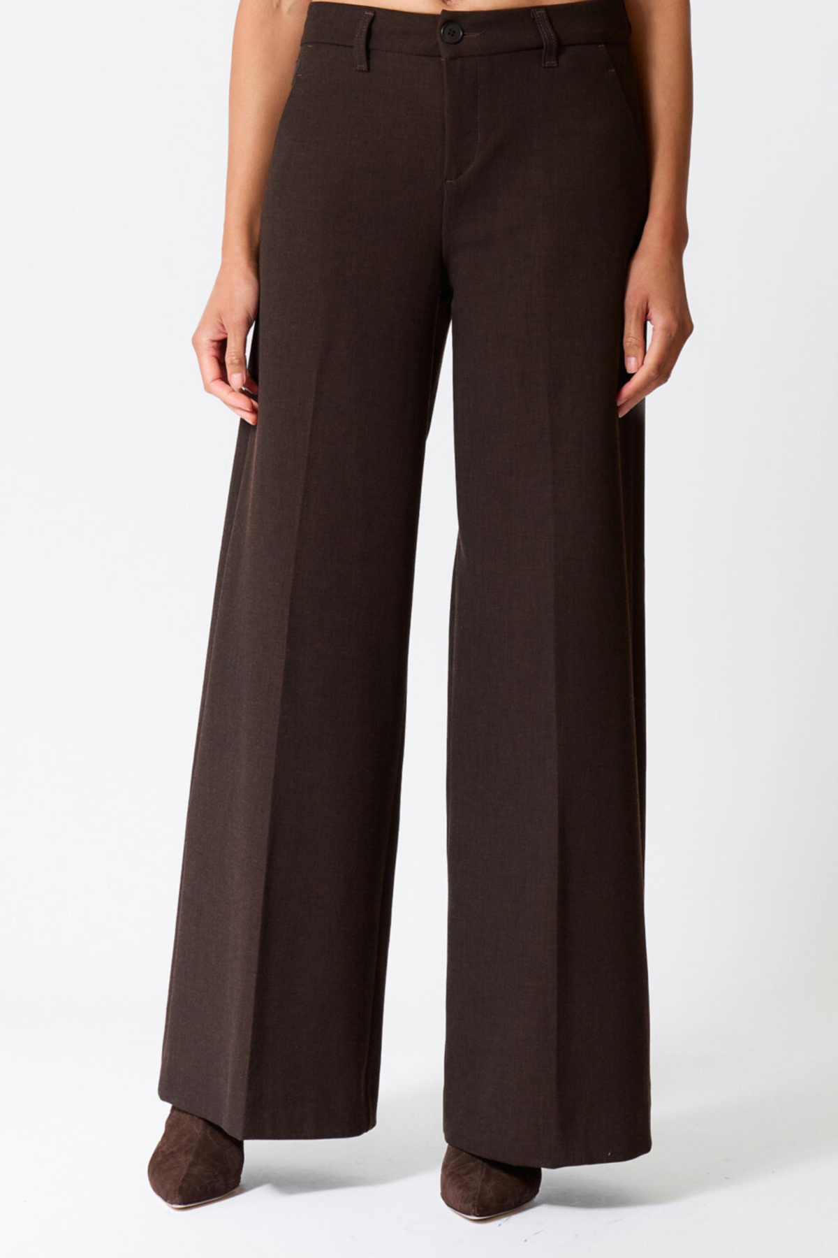 SILVIA WIDE ROBLE FLEECE PANTS - CHOCO