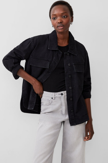 DENVER DENIM OVERSIZED SHIRT - JUST BLACK