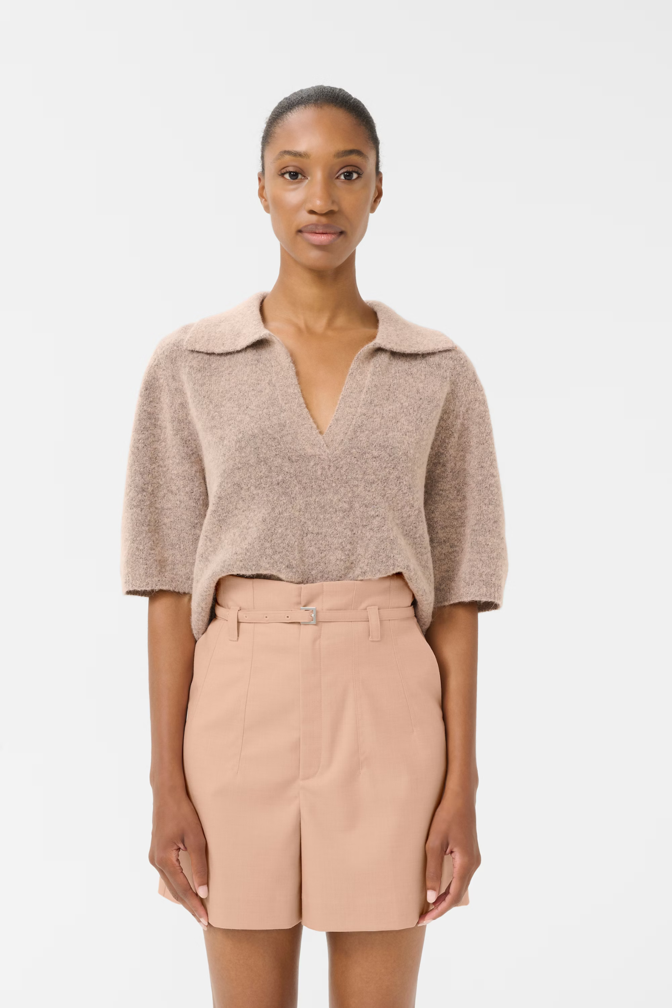 ALPHA SS POLO PULLOVER - ROSE DUST MELANGE