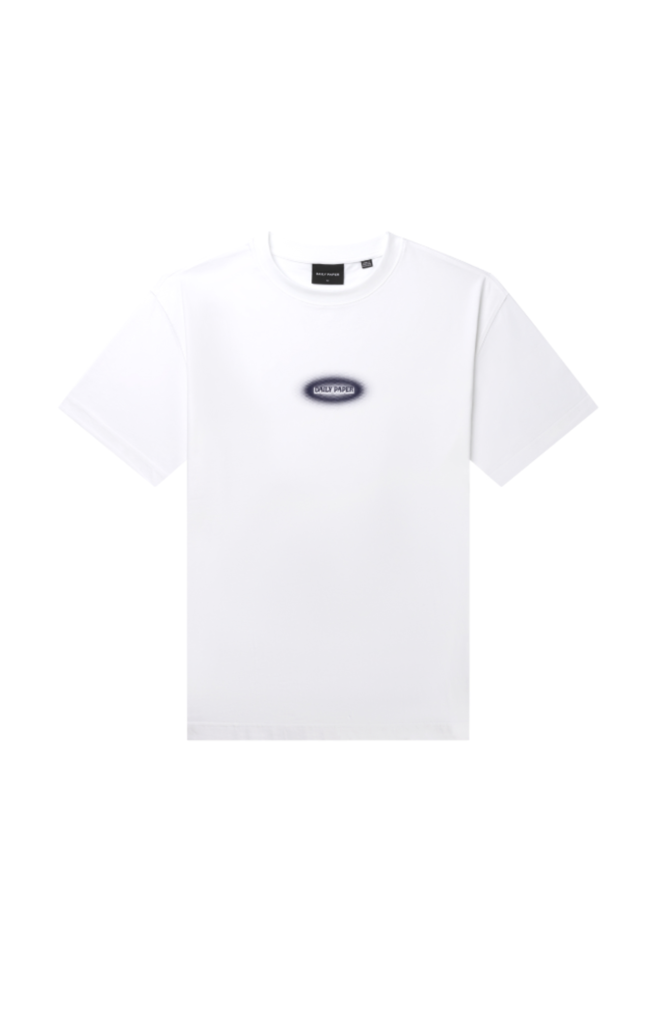 Daily Paper white dotted logo tshirt with logo in navy. Front flatlay view