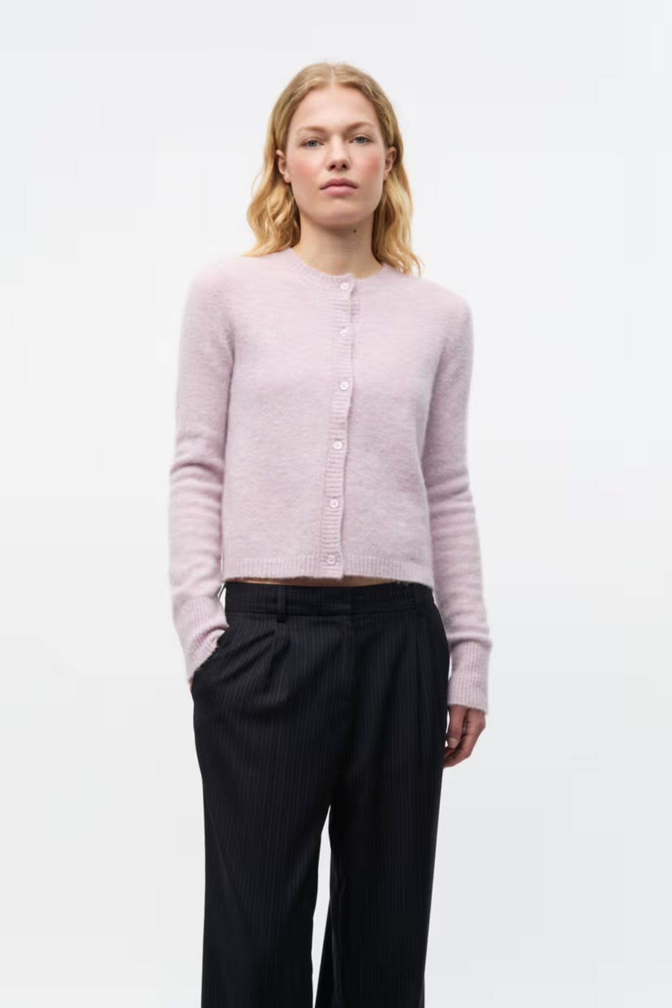 ADA LS CARDIGAN  - LAVENDER FOG MEL