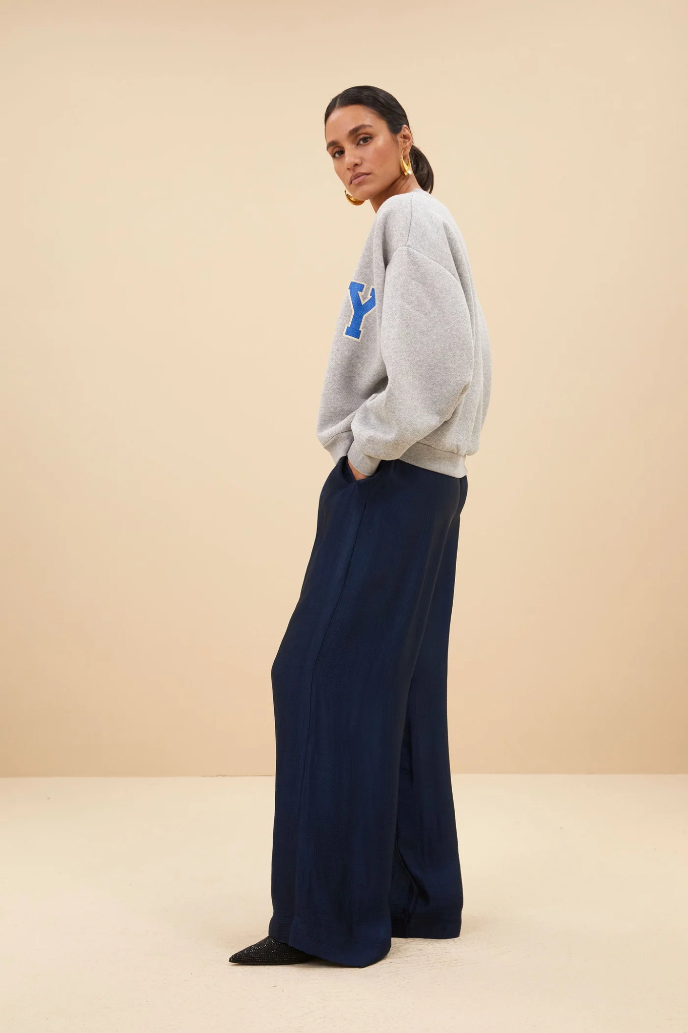 BIBI LUCKY SPARKLE SWEATER - GREY MELEE