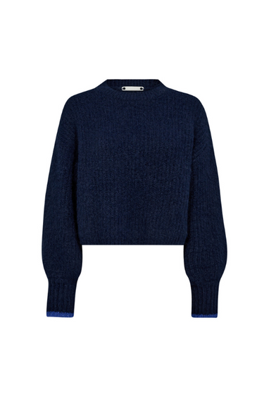 CORALIECC CROP RIB O-KNIT - NAVY