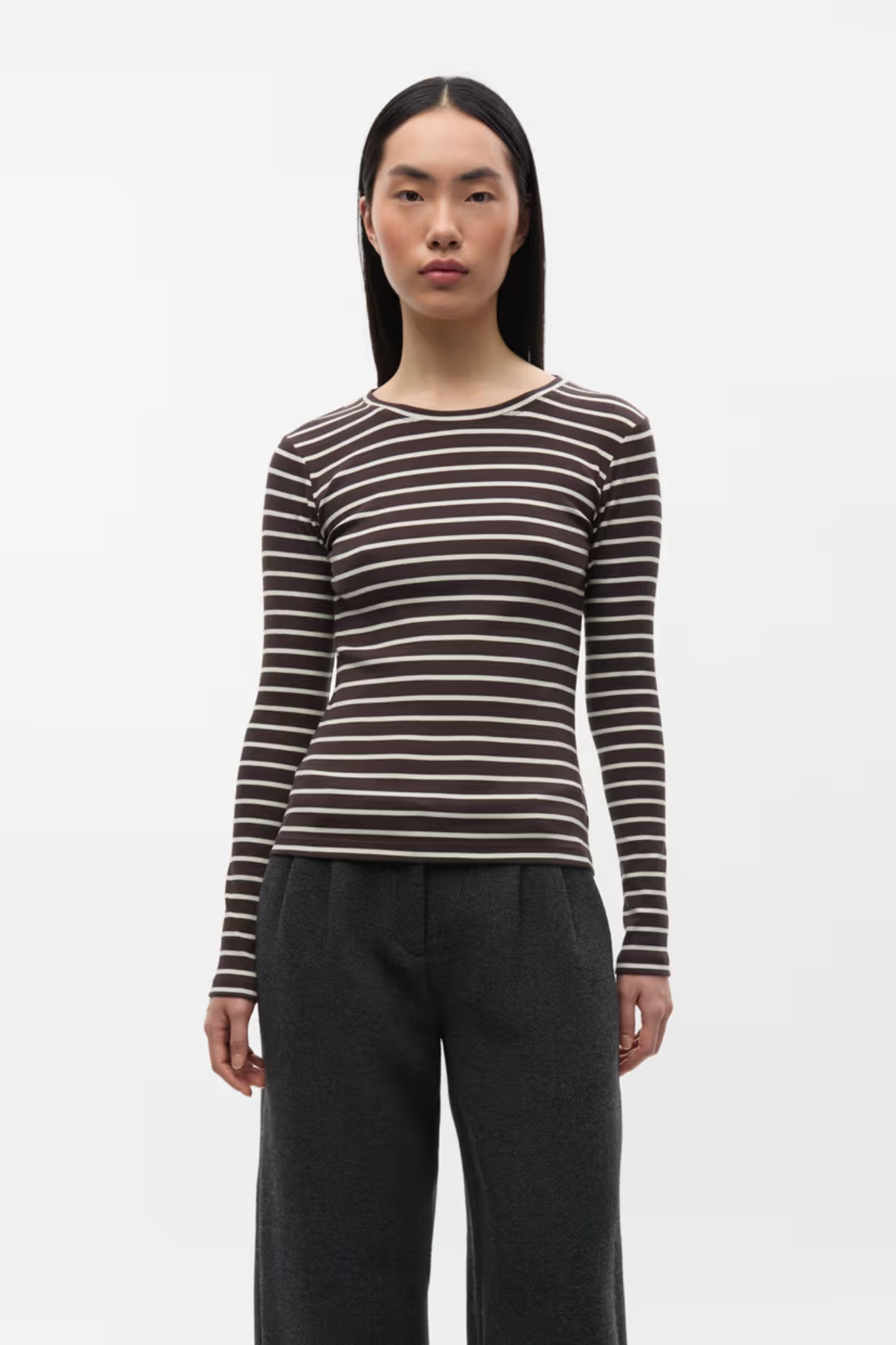 ALLY LS O-N T-SHIRT - MOONSTRUCK/CHOCOLATE