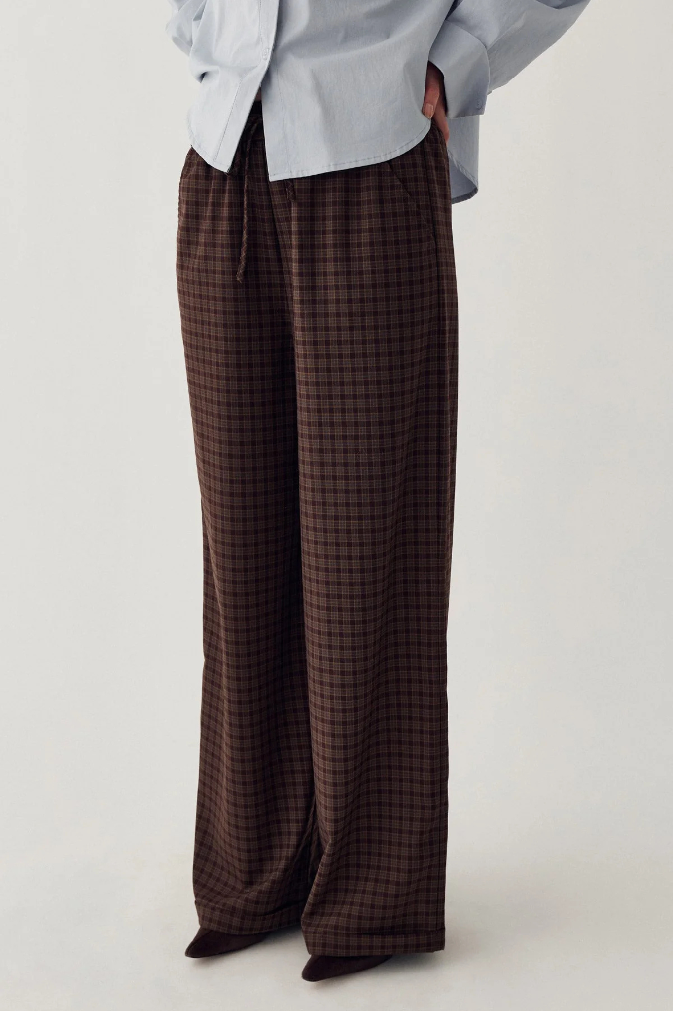 MAHA MW PANTS - DEVANA BROWN CHECK