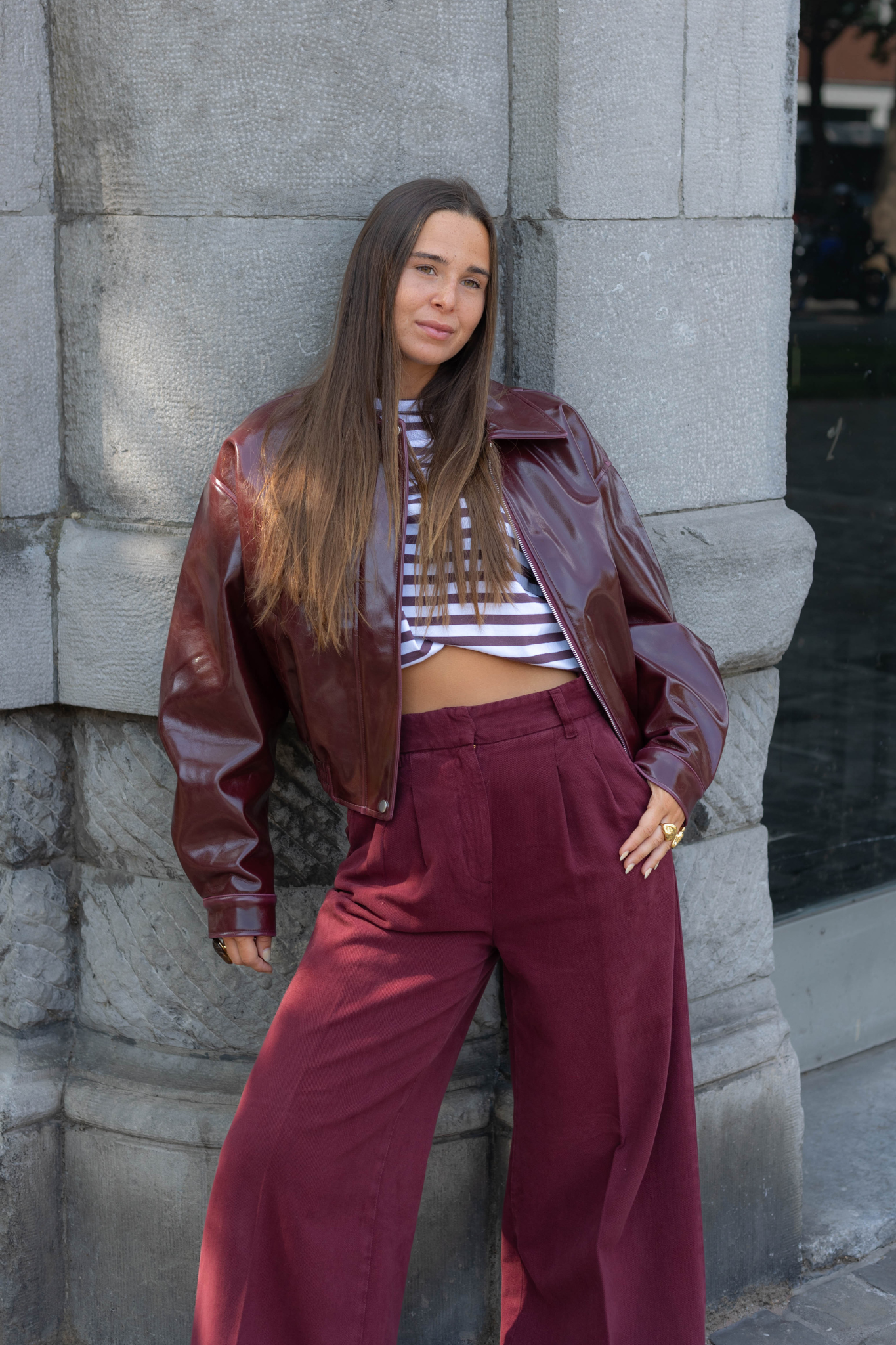 WANDA T LONG JEANS - CABERNET