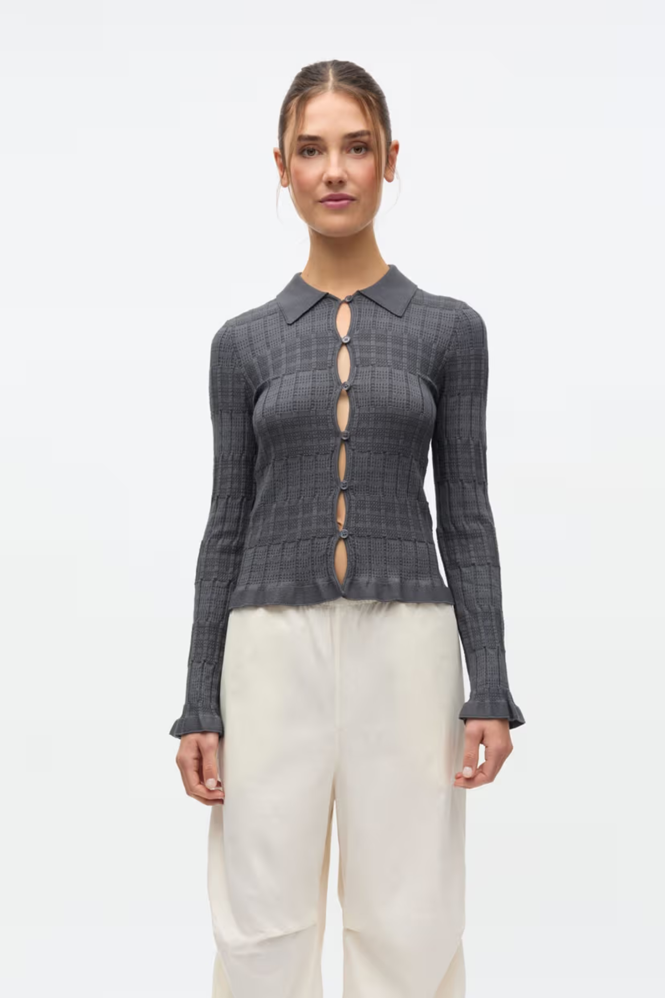 YELIA LS CARDIGAN - DARK GREY MEL
