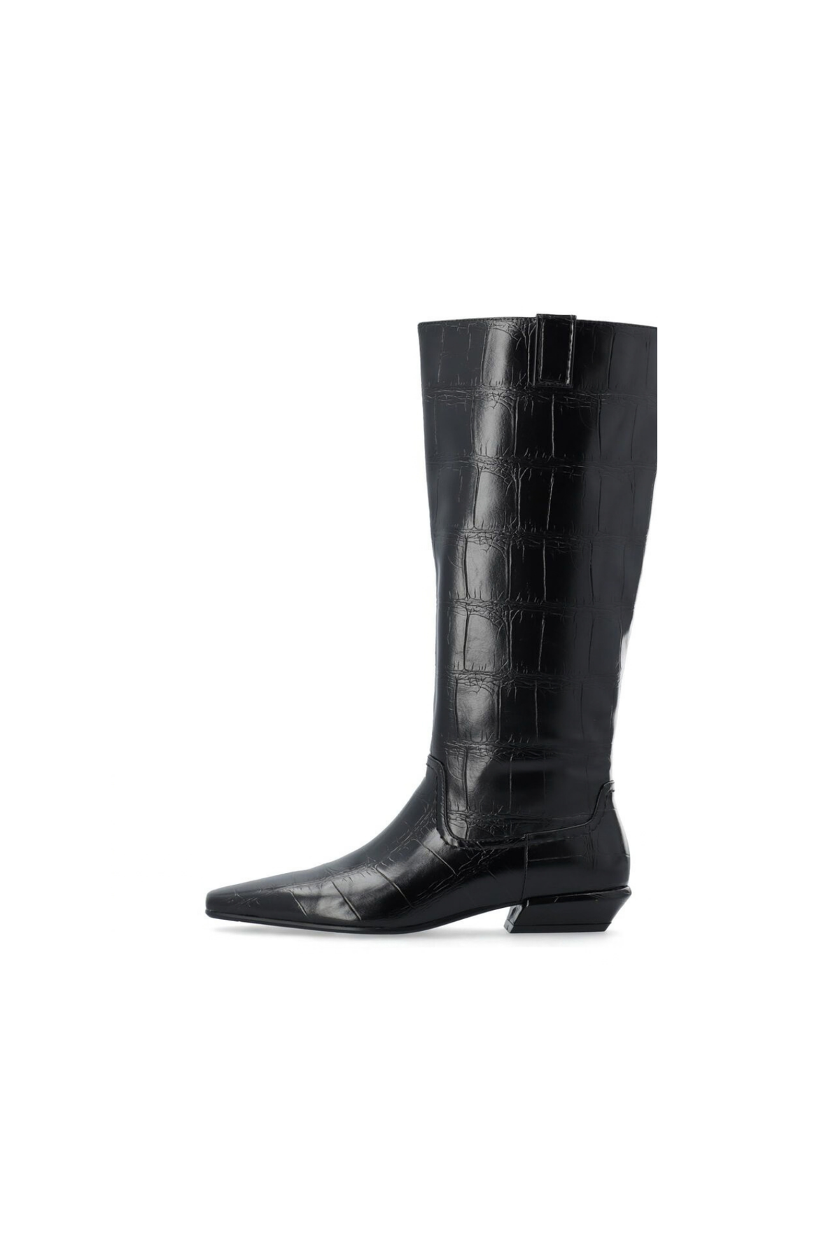 VIVIENNE PULL ON BOOTS - BLACK CROCO