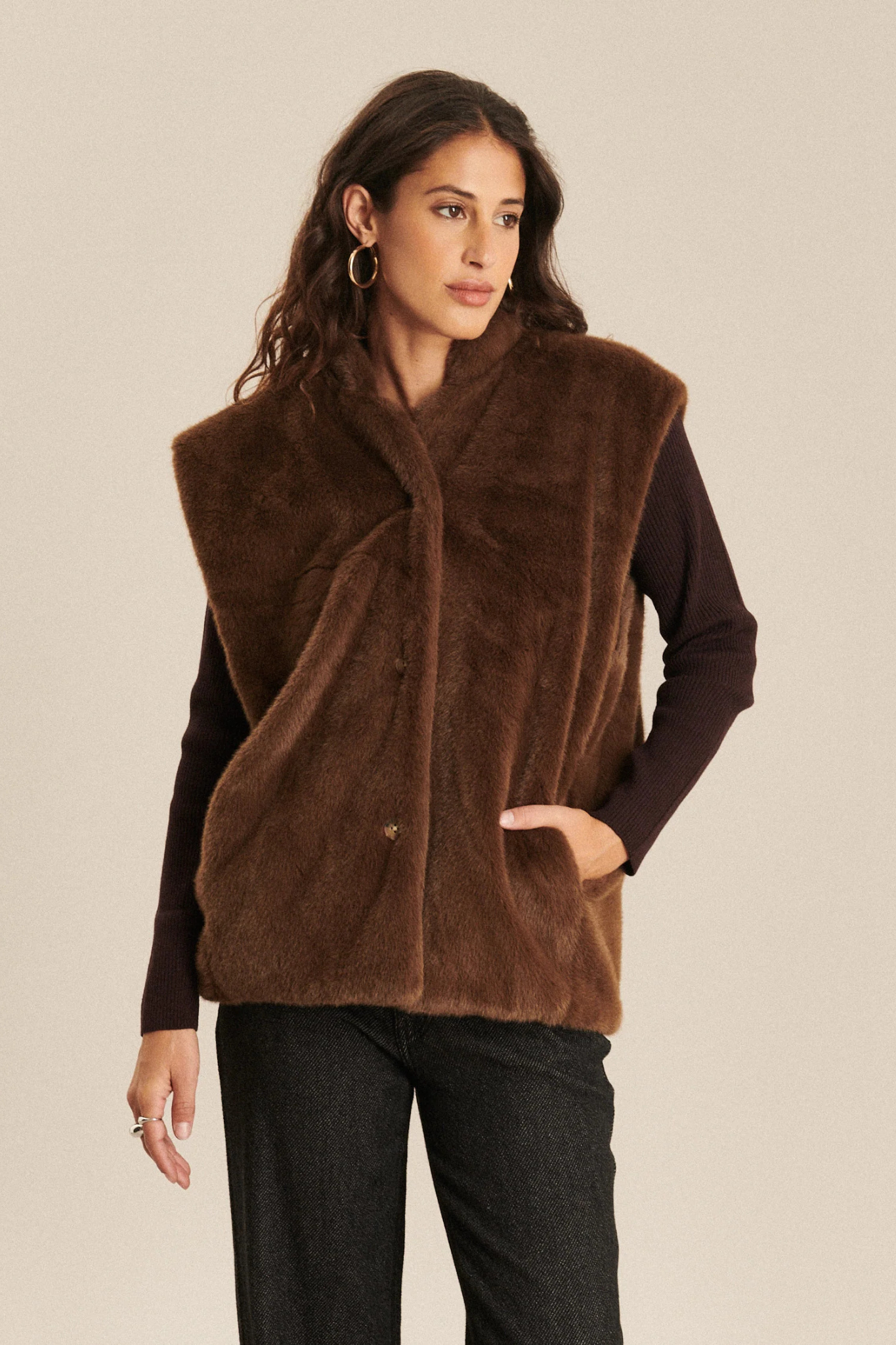 BIANCA MINK VEST - MACCHIATO