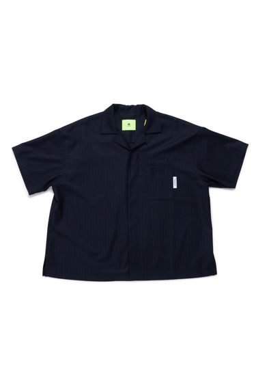 WIJK PINSTRIPE SHIRT - NAVY/PURPLE