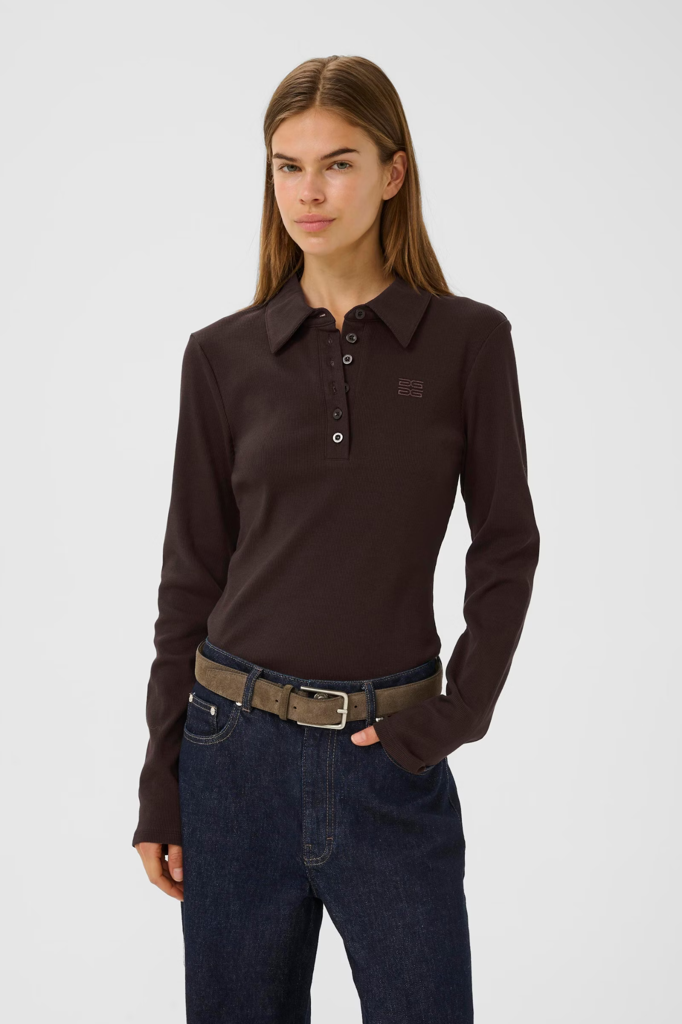DREW LS POLO TOP - MOLE