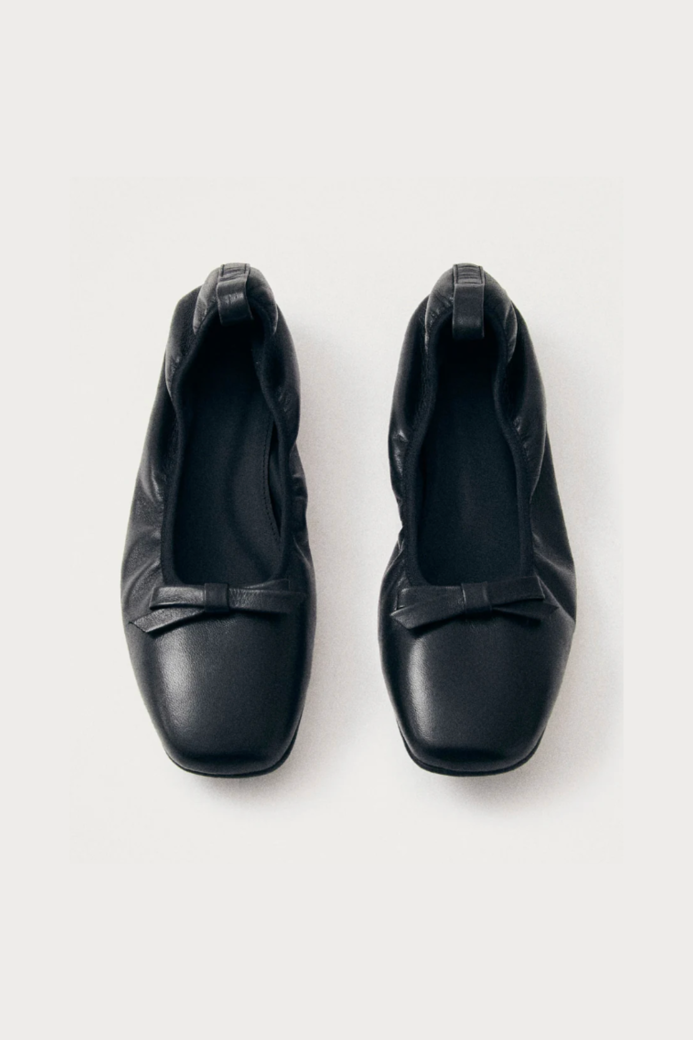 FREYA LEATHER BALLET FLATS SHOES - BLACK