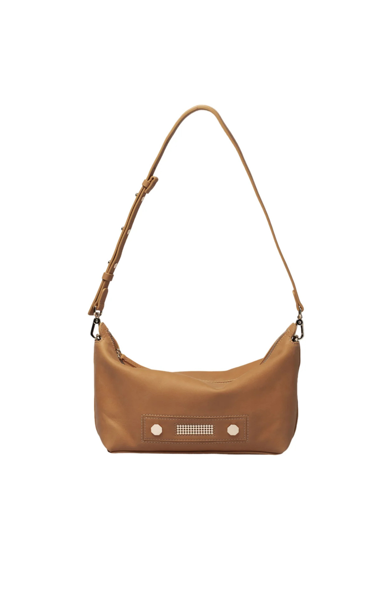 Clio Goldbrenner camel Stella classic bag. Front view