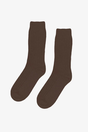 MERINO WOOL BLEND SOCK - COFFEE BROWN