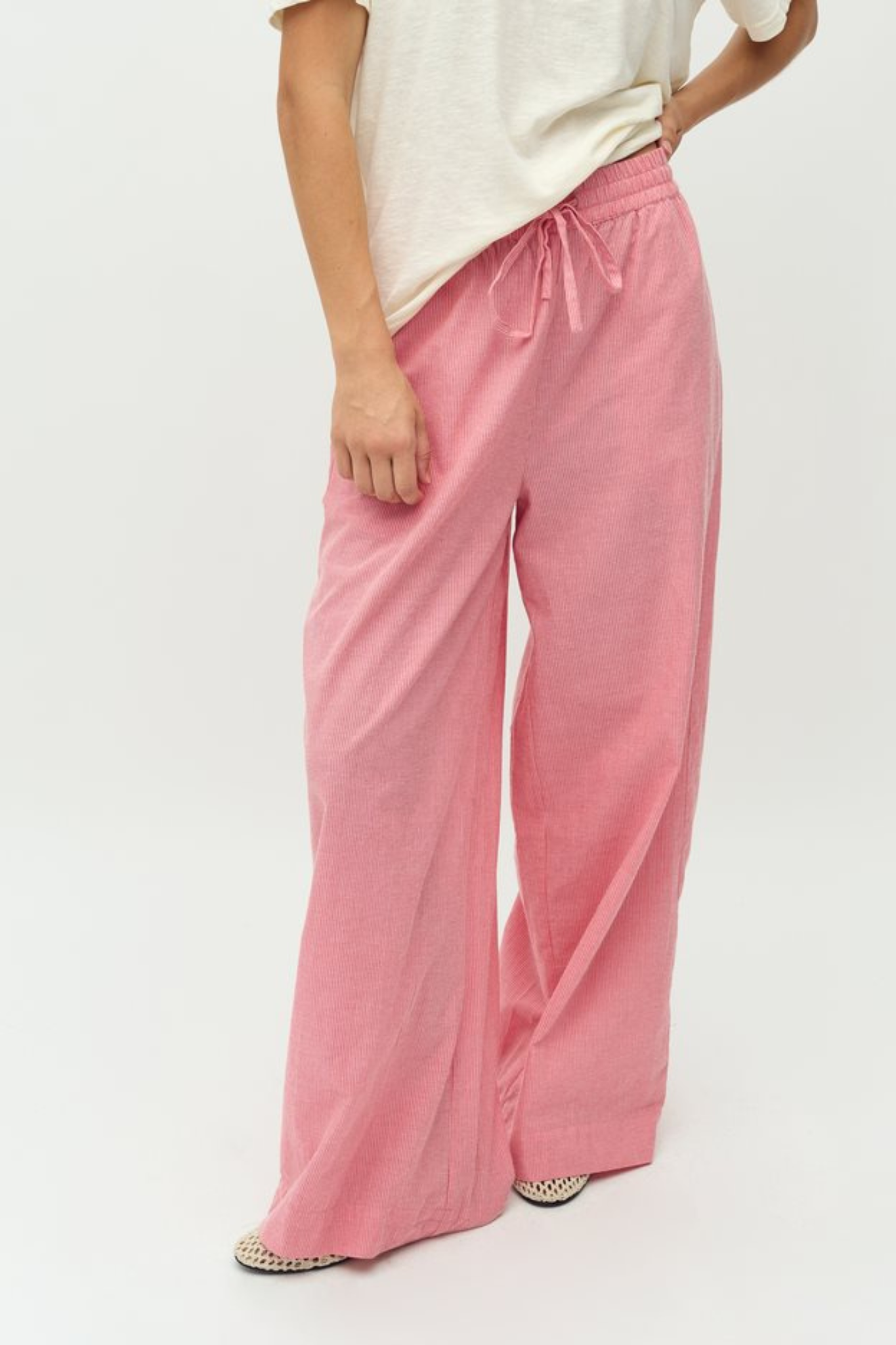 CLARI NADJA  PANTS - PINK RED STRIPE