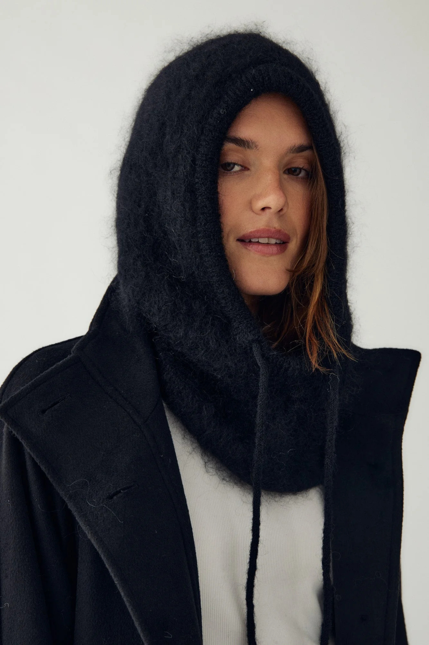 MERLE KNIT BALACLAVA BEANIE - BLACK